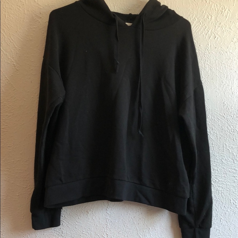 Black hooded sweatershirt